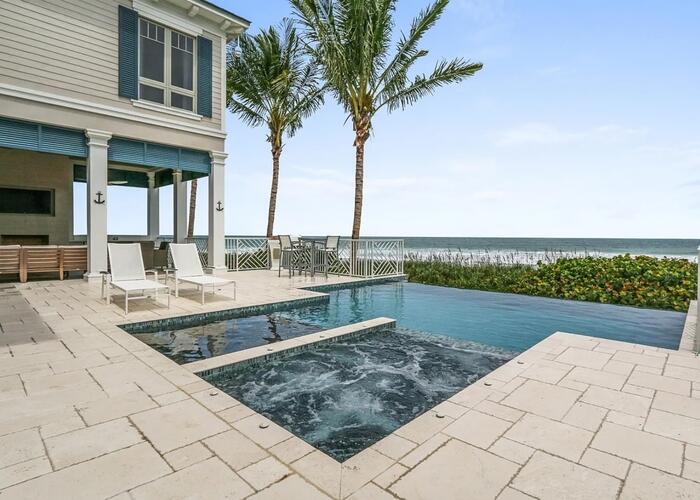 Outdoor pool with ocean view.